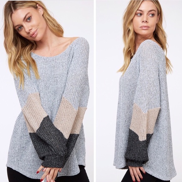 Last 1 🆕 Gray Colorblock Sweater - Picture 4 of 5